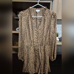 Leopard Print V-Neck Dress